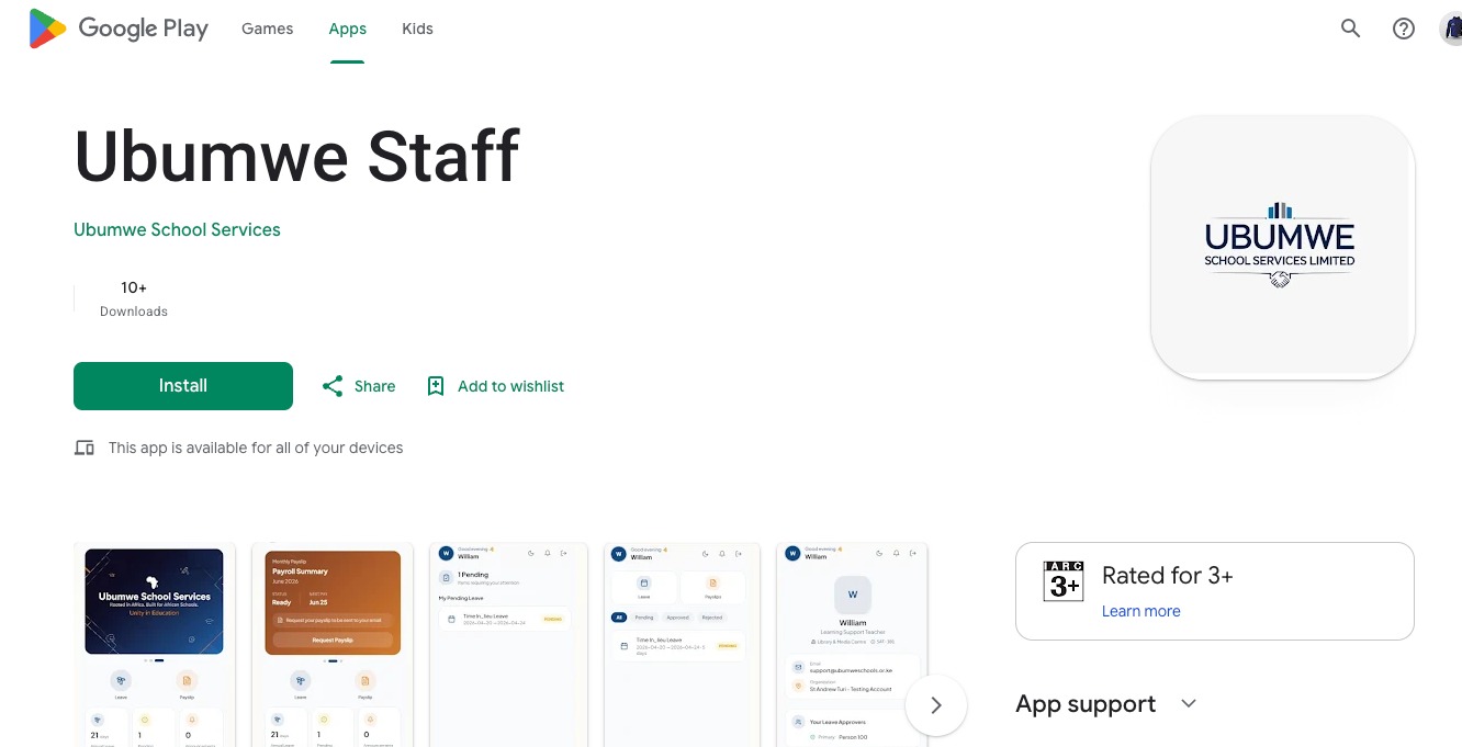 Ubumwe Staff screenshot